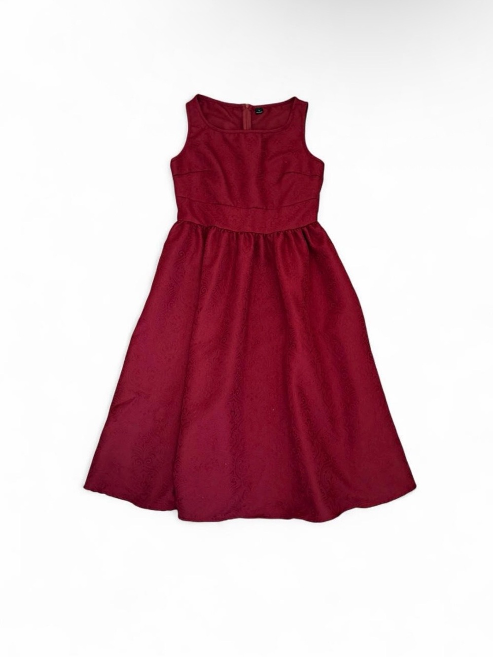 Sleeveless Wine Midi Dress with Fitted Bodice